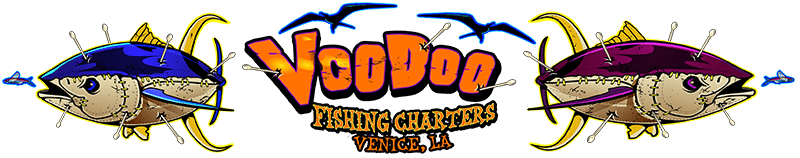 Louisiana Deep Sea Offshore Tuna Fishing Charters & Lodging in Venice LA – Red Fish Rod n Reel Charter with a New Orleans VooDoo Charter Logo